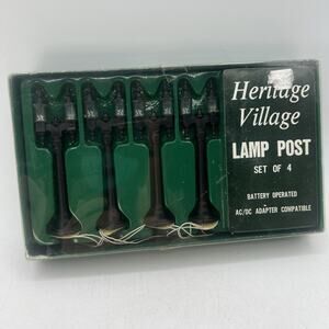 Department 56 Heritage Village Lamp Post Set 4 Battery Operated Black 3.5" NEW